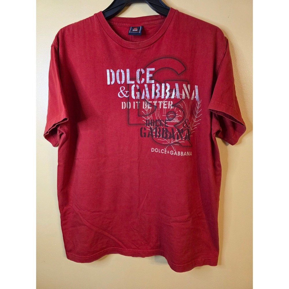 Dolce & Gabbana Mens Red Do It Better Graphic T-Shirt Cotton Crew Neck Large